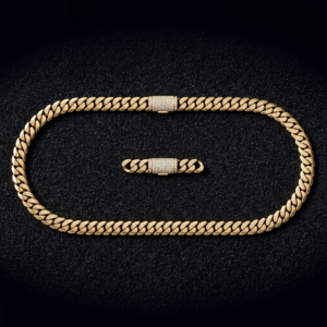 11mm plain cuban chain with lock box full diamonds 3d print model cub02