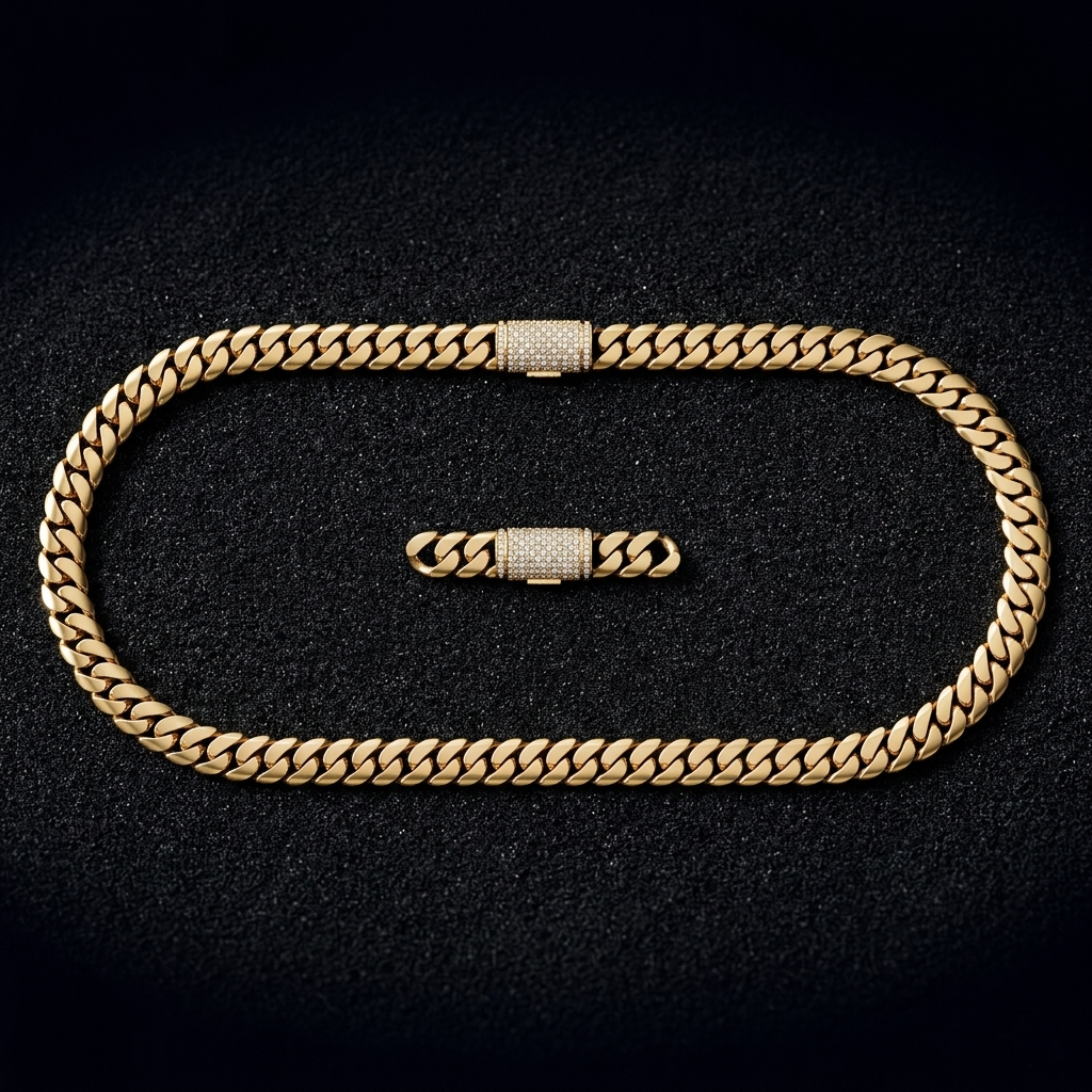 11mm plain cuban chain with lock box full diamonds 3d print model cub02 11mm plain cuban chain with lock box full diamonds 3d print model cub02