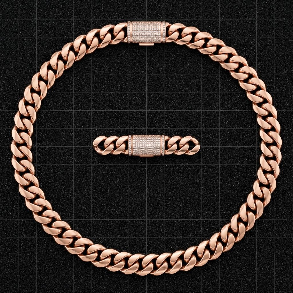 11mm plain cuban chain with lock box full diamonds 3d print model cub02 11mm plain cuban chain with lock box full diamonds 3d print model cub02