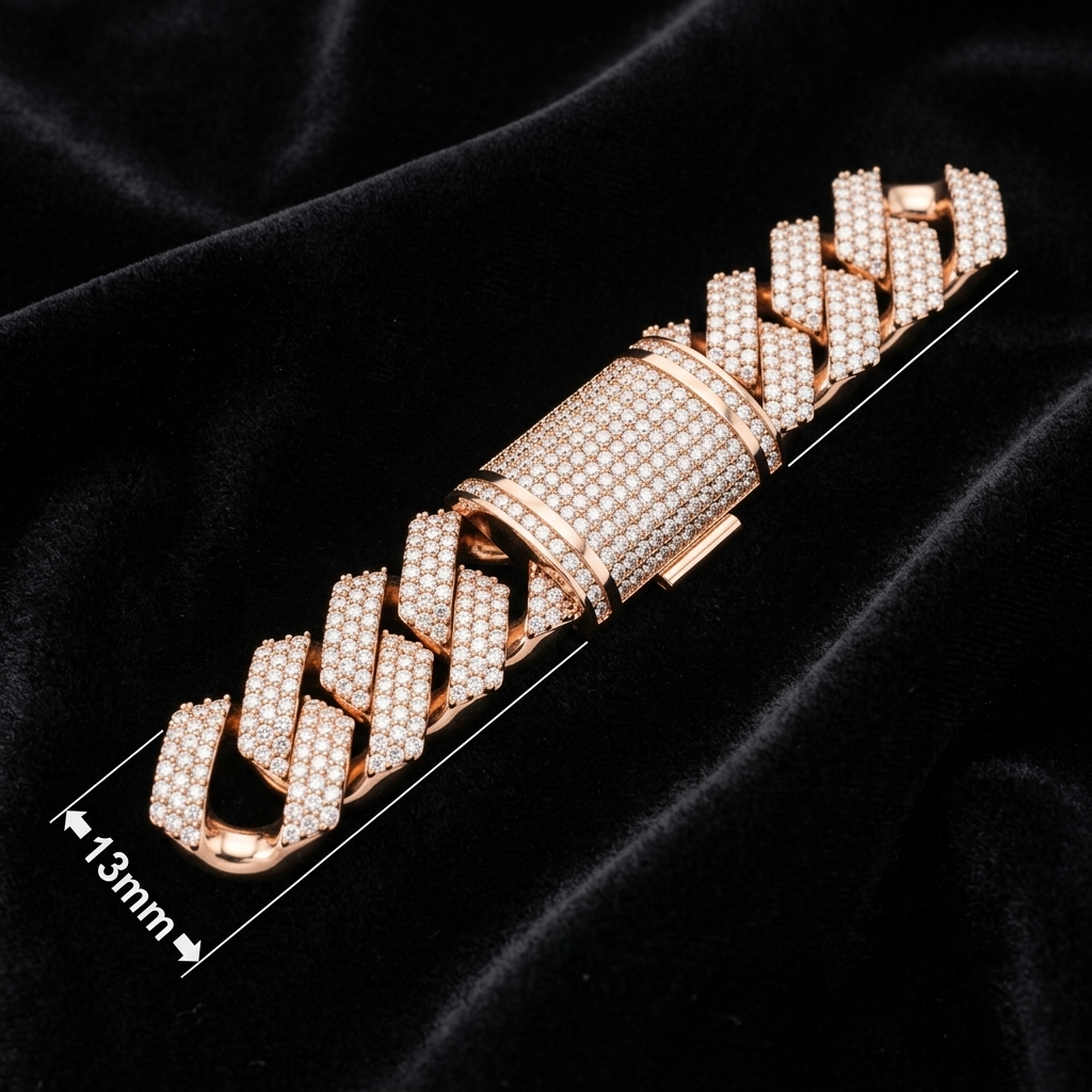 13mm cuban chain bracelet full diamond preview15 13mm cuban chain bracelet full diamond preview15