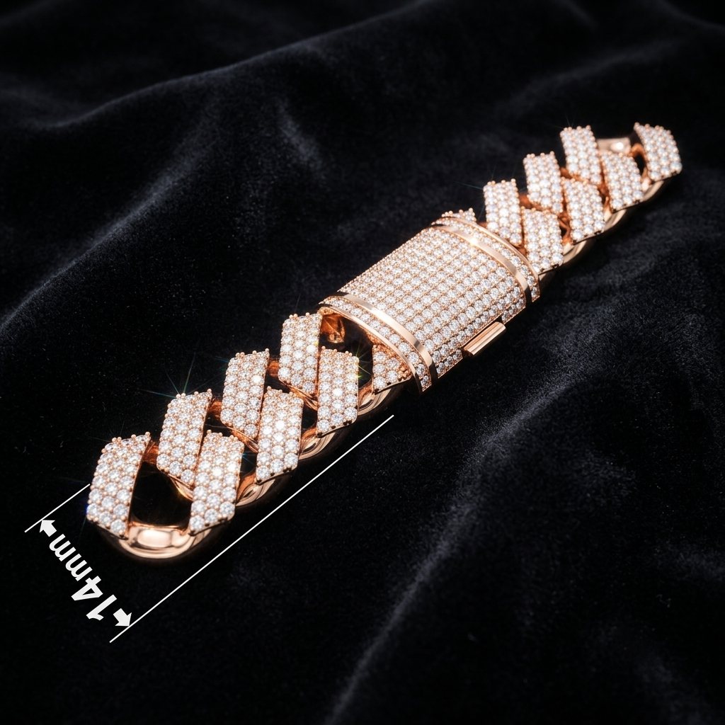 14mm cuban chain bracelet full diamond preview14 14mm cuban chain bracelet full diamond preview14