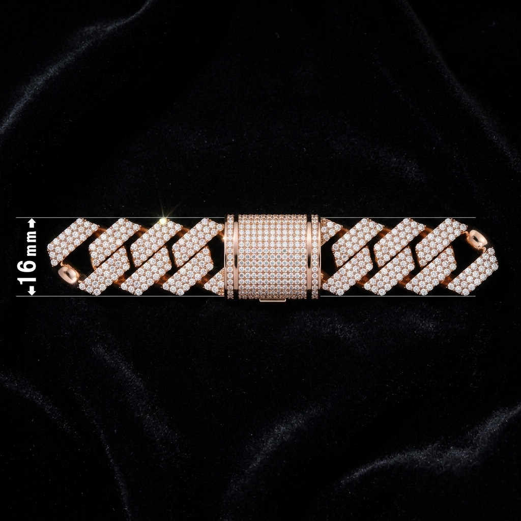 16mm cuban chain bracelet full diamond preview16 16mm cuban chain bracelet full diamond preview16