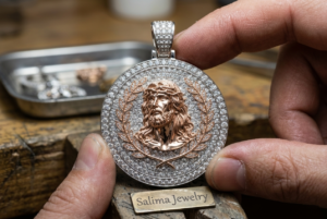 jesus pendant 3d model diamond pave medallion