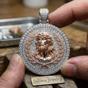 jesus pendant 3d model diamond pave medallion