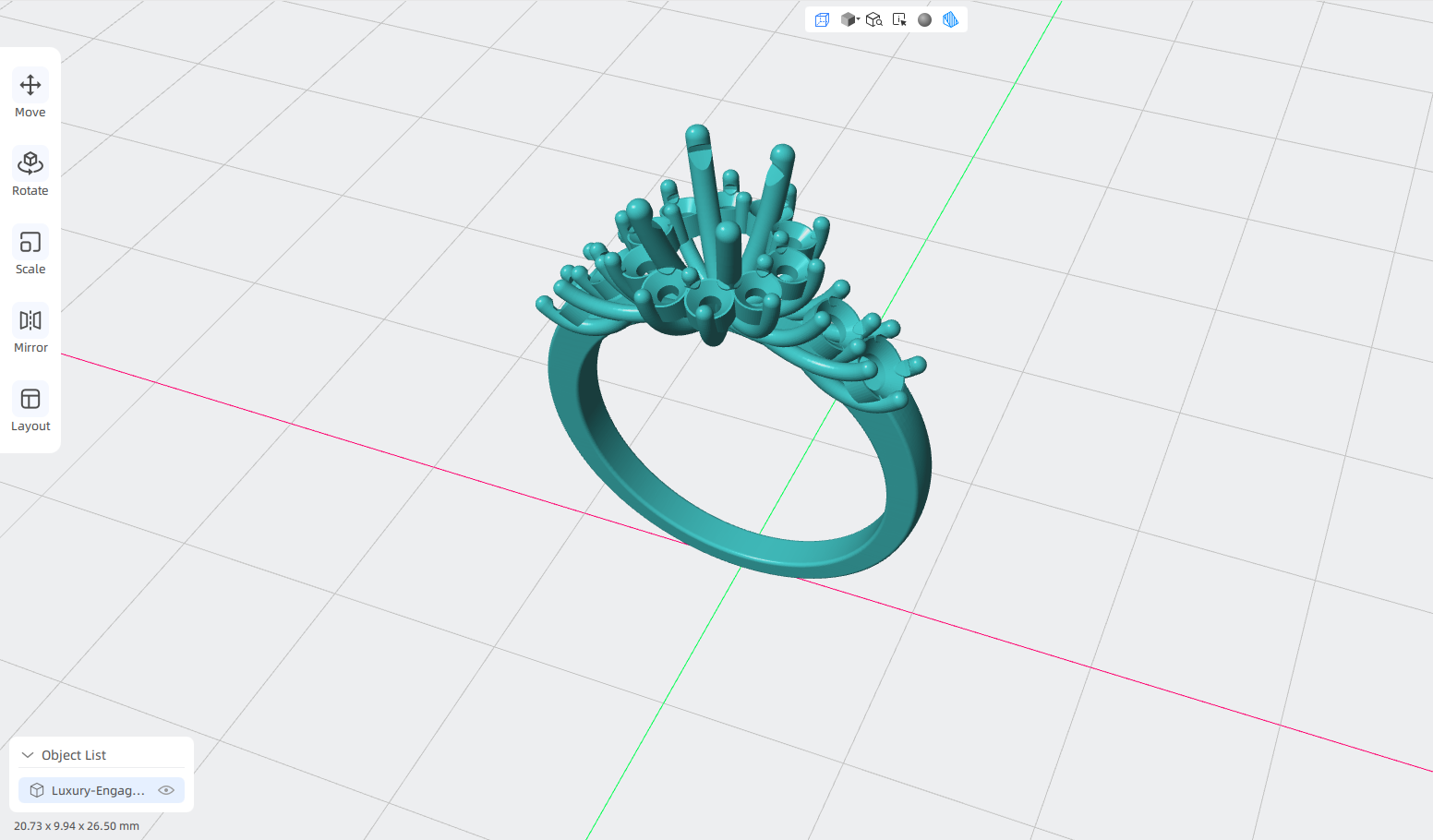 luxury engagement ring stl – sler003 luxury engagement ring stl – sler003