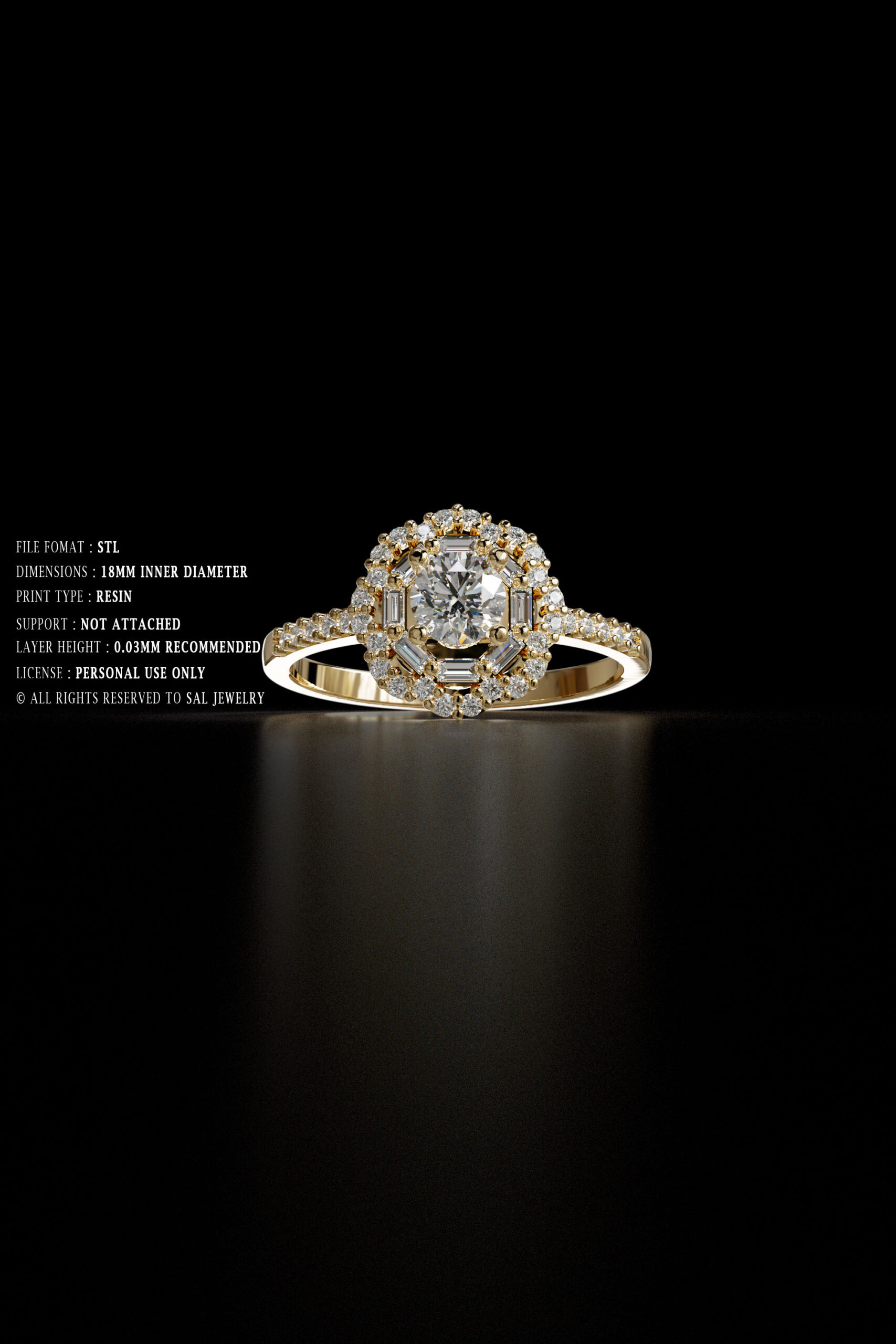 luxury engagement ring stl – sler015 luxury engagement ring stl – sler015