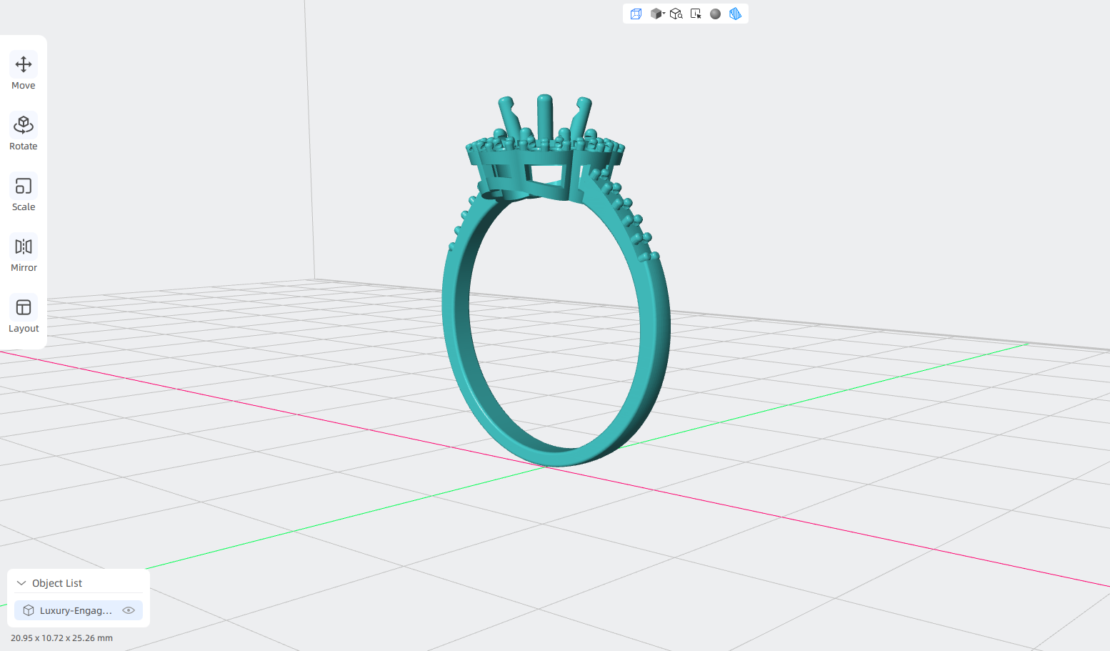 luxury engagement ring stl – sler015 luxury engagement ring stl – sler015