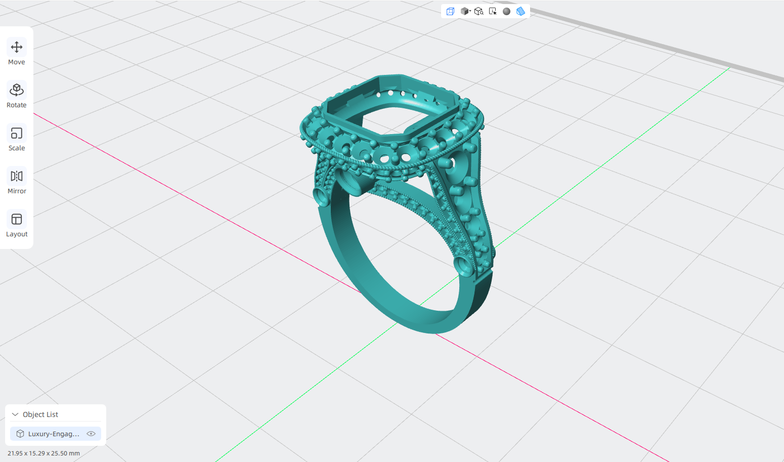 luxury engagement ring stl – sler016 luxury engagement ring stl – sler016