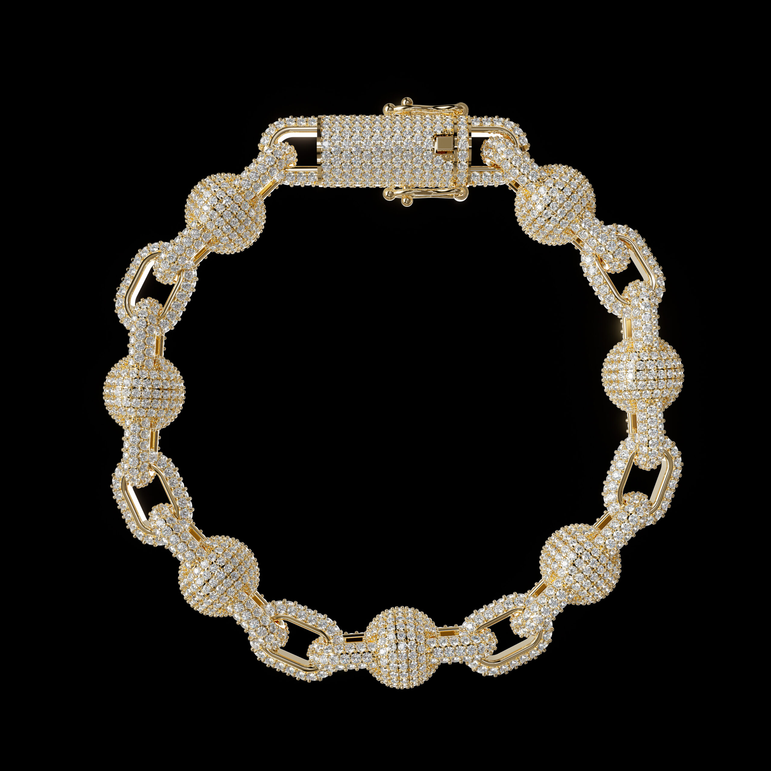 sal jewelry chain bracelet 10mm full lock box diamond