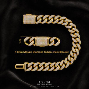 13mm mosaic diamond cuban bracelet preview 01a