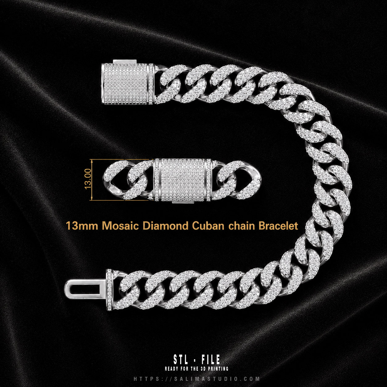 13mm mosaic diamond cuban bracelet preview 01c 13mm mosaic diamond cuban bracelet preview 01c