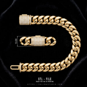 13mm plain cuban chain lock box full diamonds 01