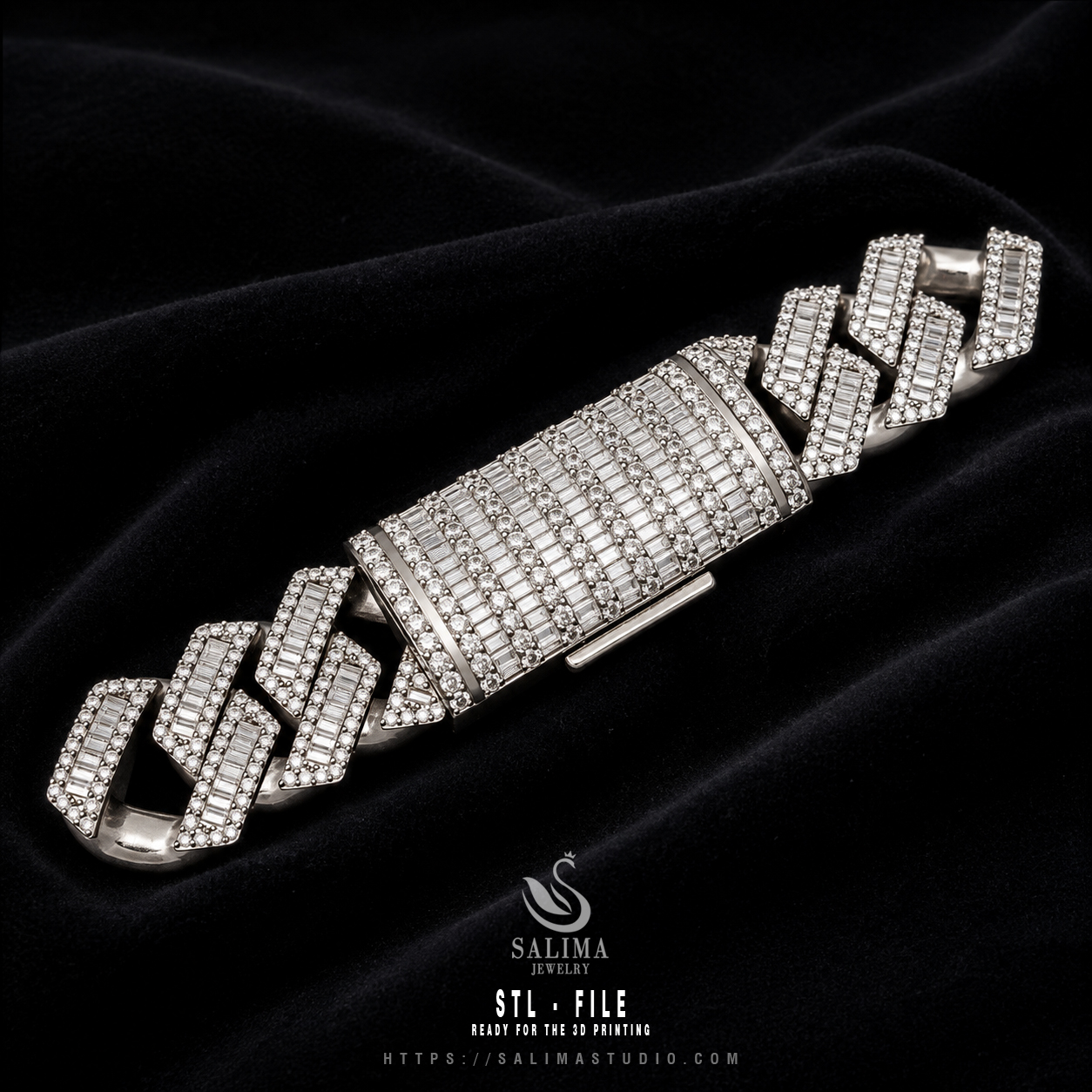 16mm diamond baguette cuban chain link bracelet necklace preview03 16mm diamond baguette cuban chain link bracelet necklace preview03