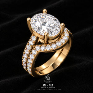 18k gold diamond pave engagement ring set salrs01 preview01