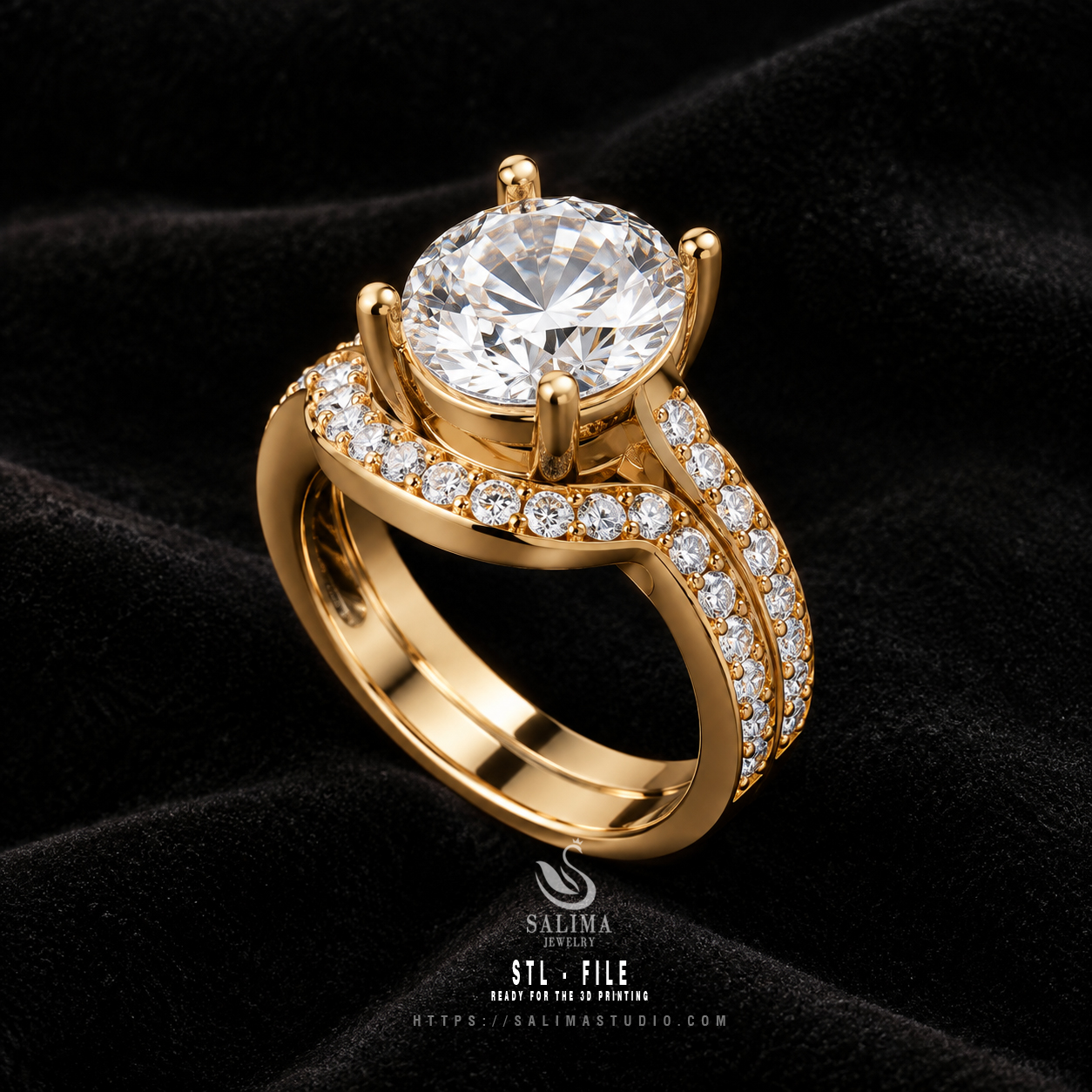18k gold diamond pave engagement ring set salrs01 preview02 18k gold diamond pave engagement ring set salrs01 preview02