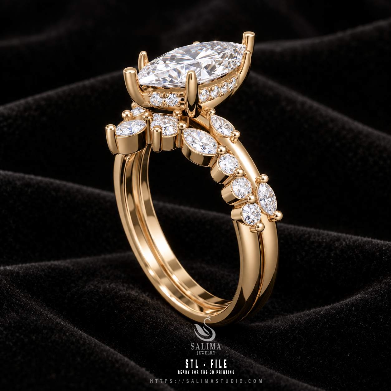 gold diamond pave engagement ring set salrs02 preview010 gold diamond pave engagement ring set salrs02 preview010