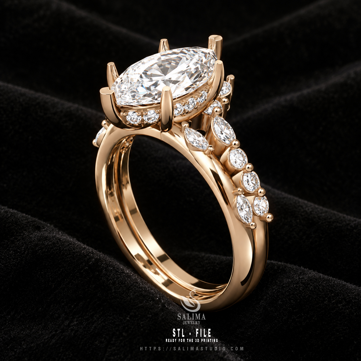 gold diamond pave engagement ring set salrs02 preview09 gold diamond pave engagement ring set salrs02 preview09